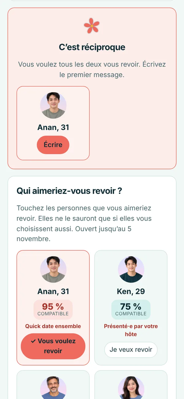 Une paire réciproque révélée le lendemain matin