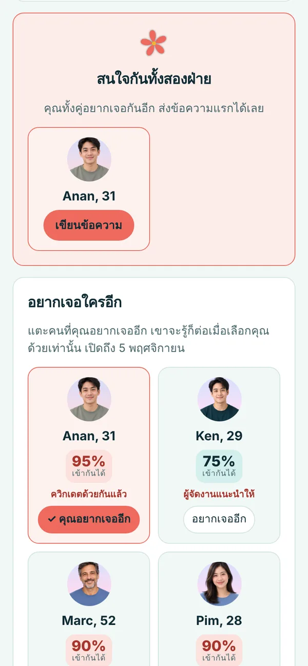 คู่ที่สนใจกันถูกเปิดเผยในเช้าวันถัดไป