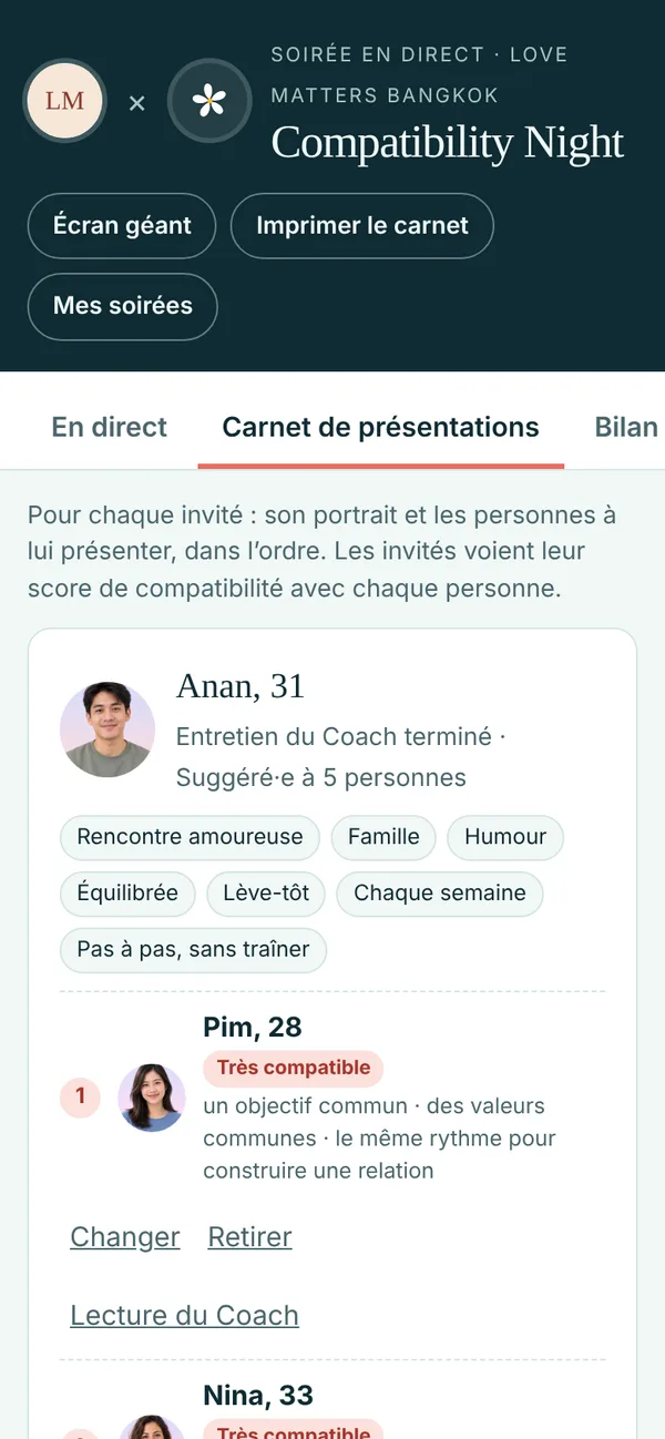 Carnet de présentations : trois présentations proposées par invité, modifiables